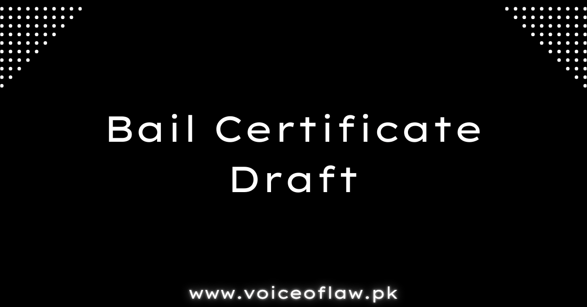 Bail Certificate