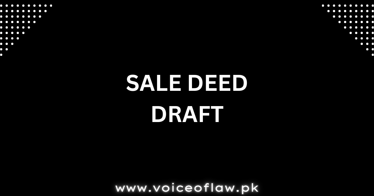 SALE DEED DRAFT
