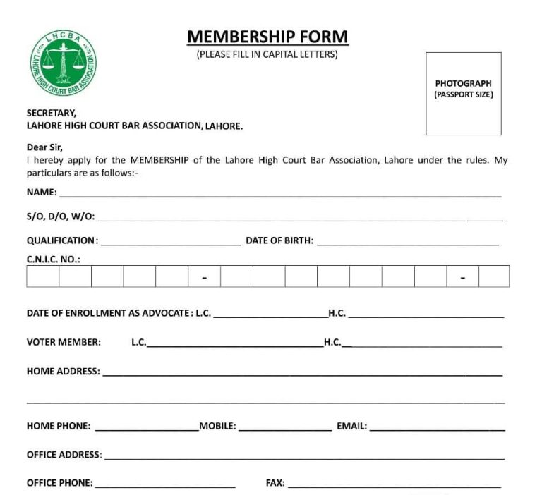 high court bar membership form