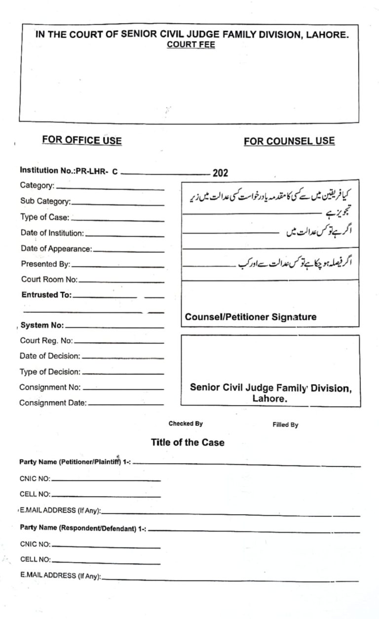 Family Case Information Form